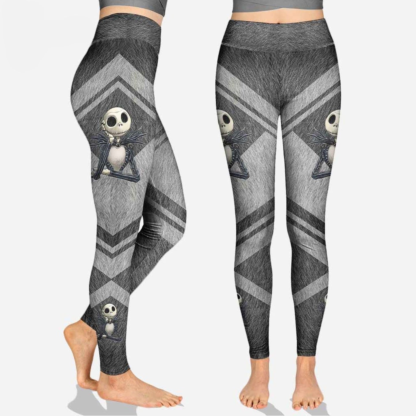 TNBC Leggings Character Jack Skellington Graphic High Waisted Legging Gray For Women