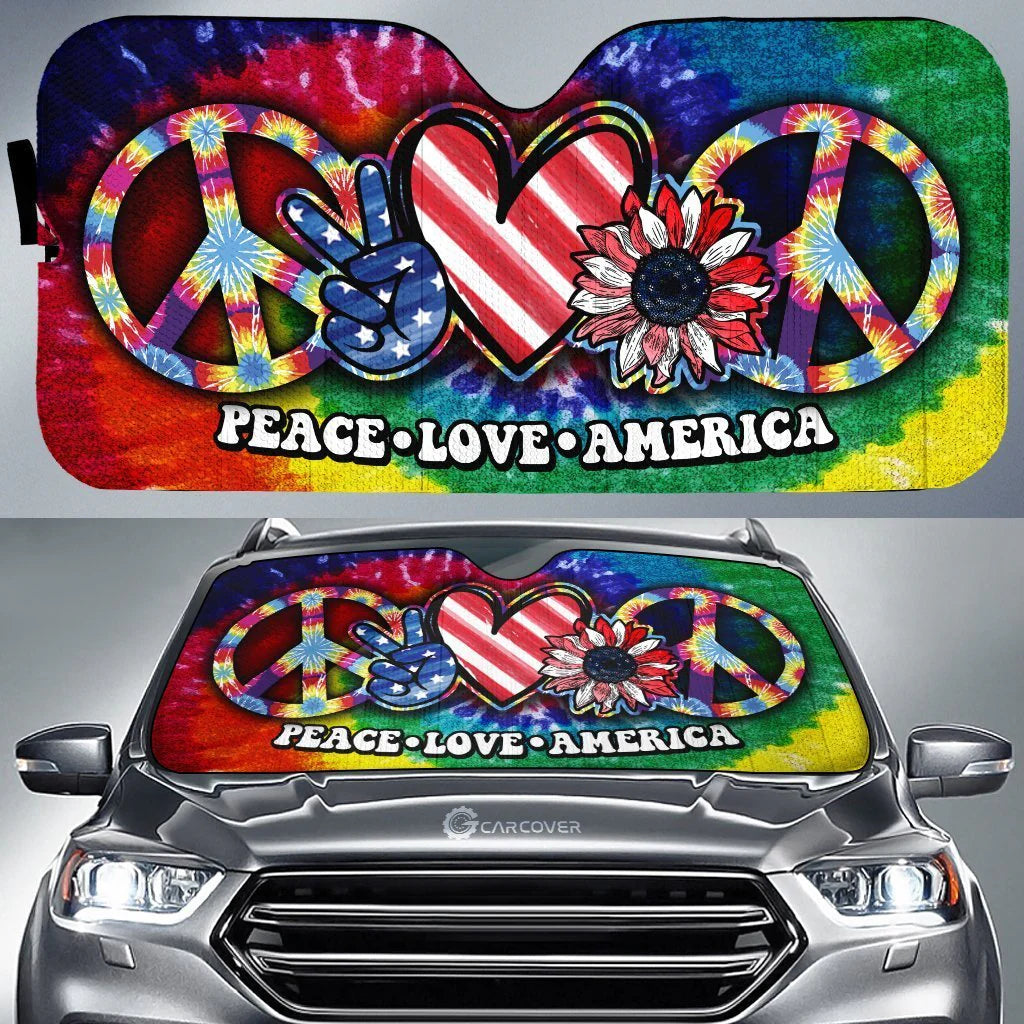 Hippie Car Sun Shade Hippie Peace Love America Winshield Sun Shade Colorful