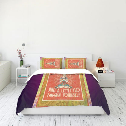 Hippie Bedding Set I'm Mostly Peace Love And Light Duvet Covers Orange Yellow Unique Gift