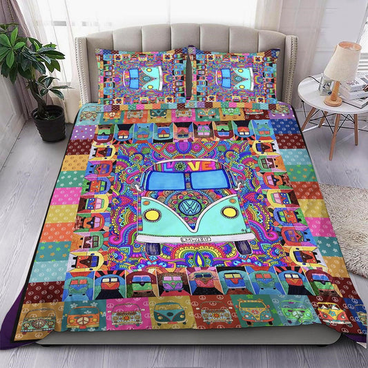 Hippie Bedding Set Hippie Vans Mandala Pattern Duvet Covers Colorful Unique Gift