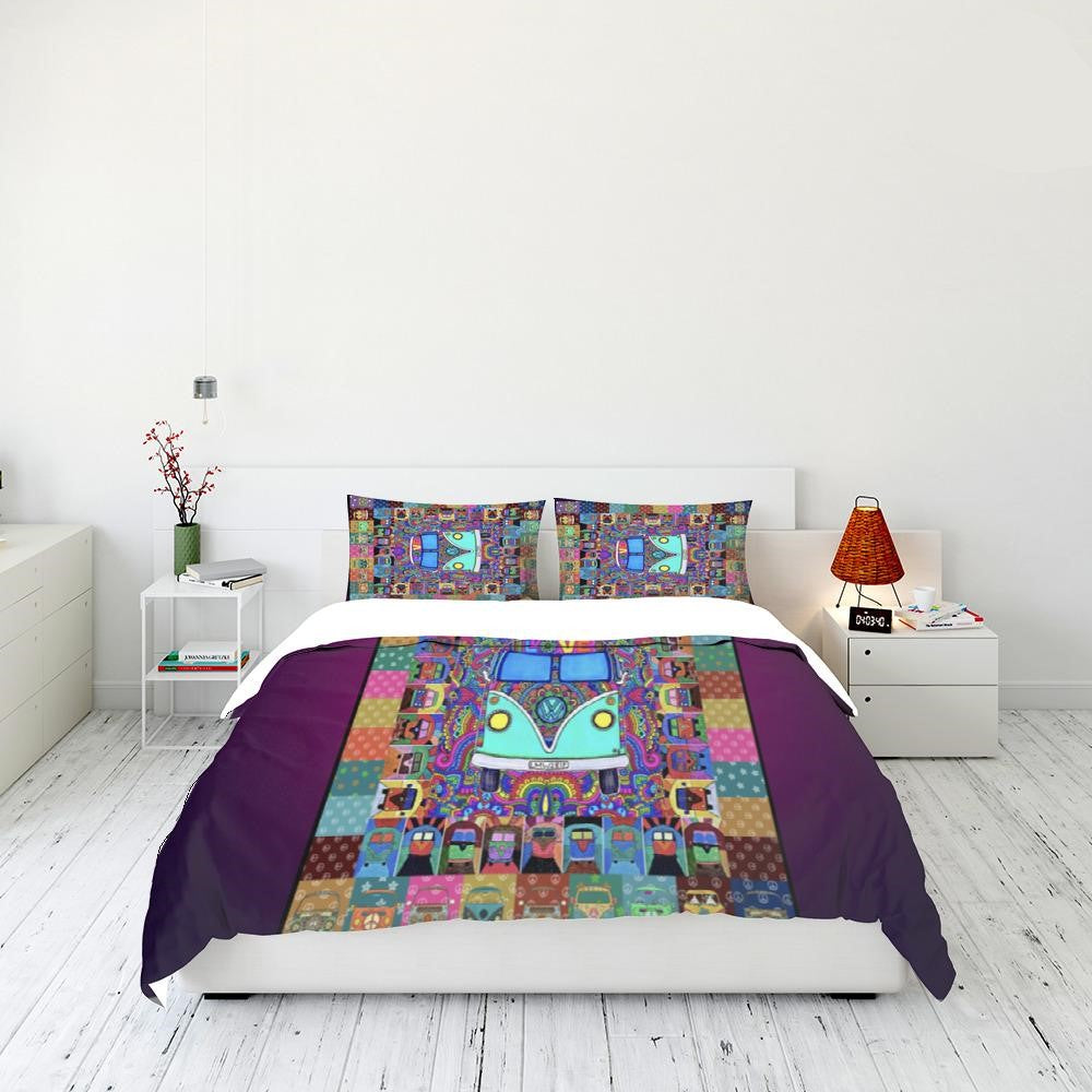 Hippie Bedding Set Hippie Vans Mandala Pattern Duvet Covers Colorful Unique Gift