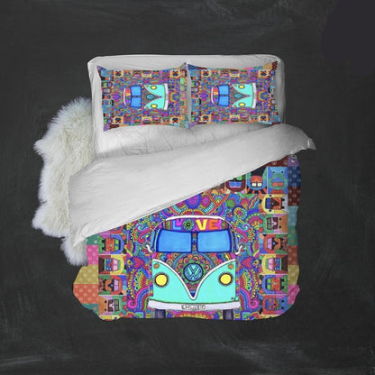 Hippie Bedding Set Hippie Vans Mandala Pattern Duvet Covers Colorful Unique Gift