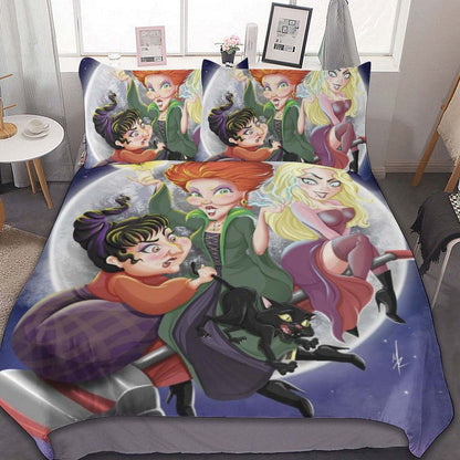 Hocus Pocus Bedding Set Sanderson Sisters Art Style Duvet Covers Colorful Unique Gift