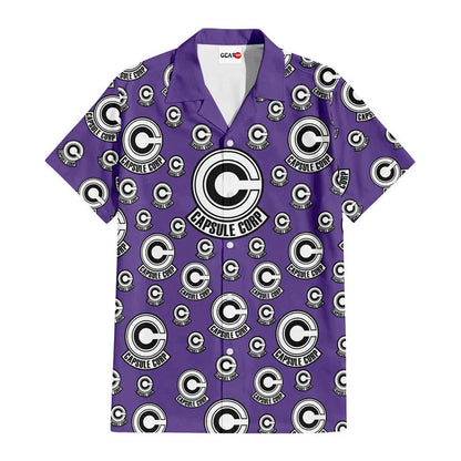 Dragon Ball Hawaii Shirt Capsule Corp Symbols Dragon Ball Hawaiian Shirt Purple Unisex