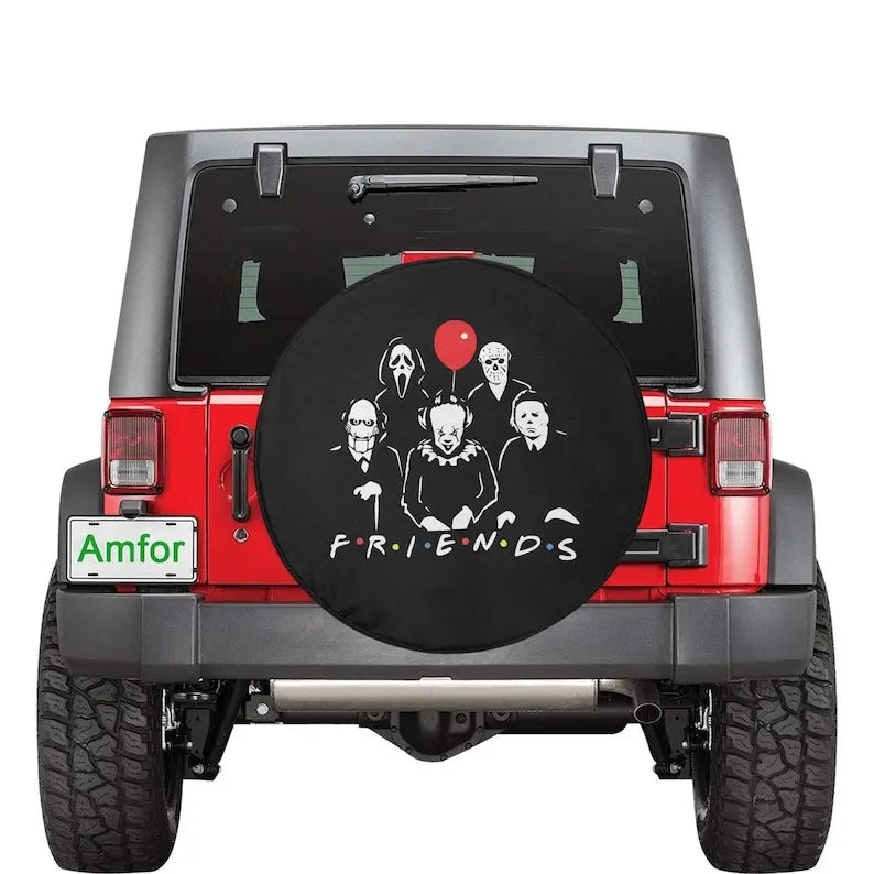 Horror Spare Tire Cover Friends Horror Characters Silhouette Tire Covers Black