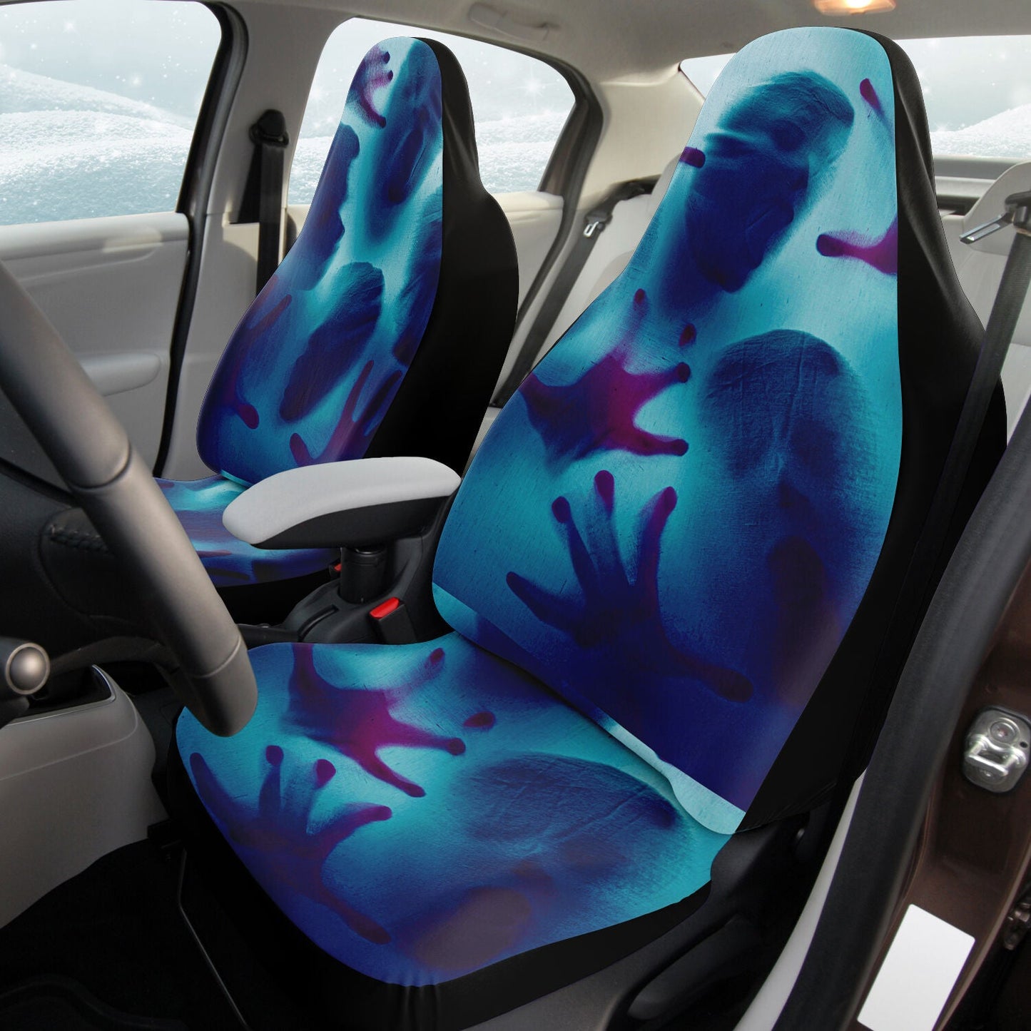 Halloween Car Seat Covers Halloween Lost Souls Graphic Seat Covers Blue