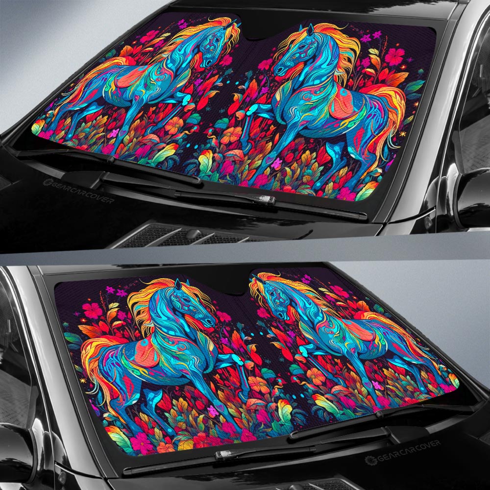 Horse Floral Car Sunshade Custom Car Accessories