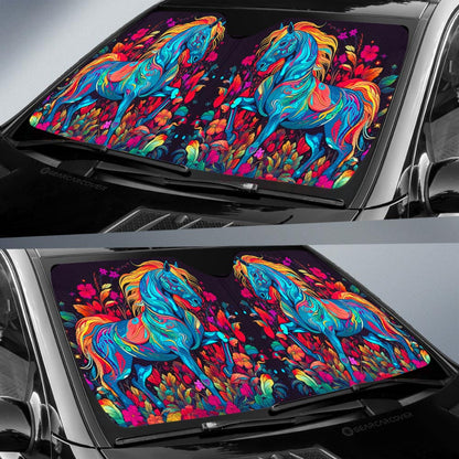 Horse Floral Car Sunshade Custom Car Accessories
