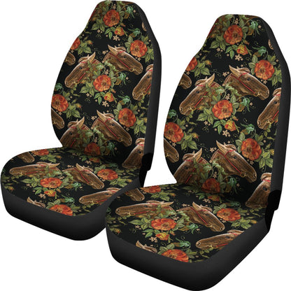 Horse Car Seat Covers Horse With Flower Pattern Seat Covers Black Brown
