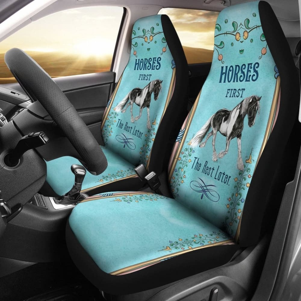 Horse Car Seat Covers Horses First The Rest Later Seat Covers Blue