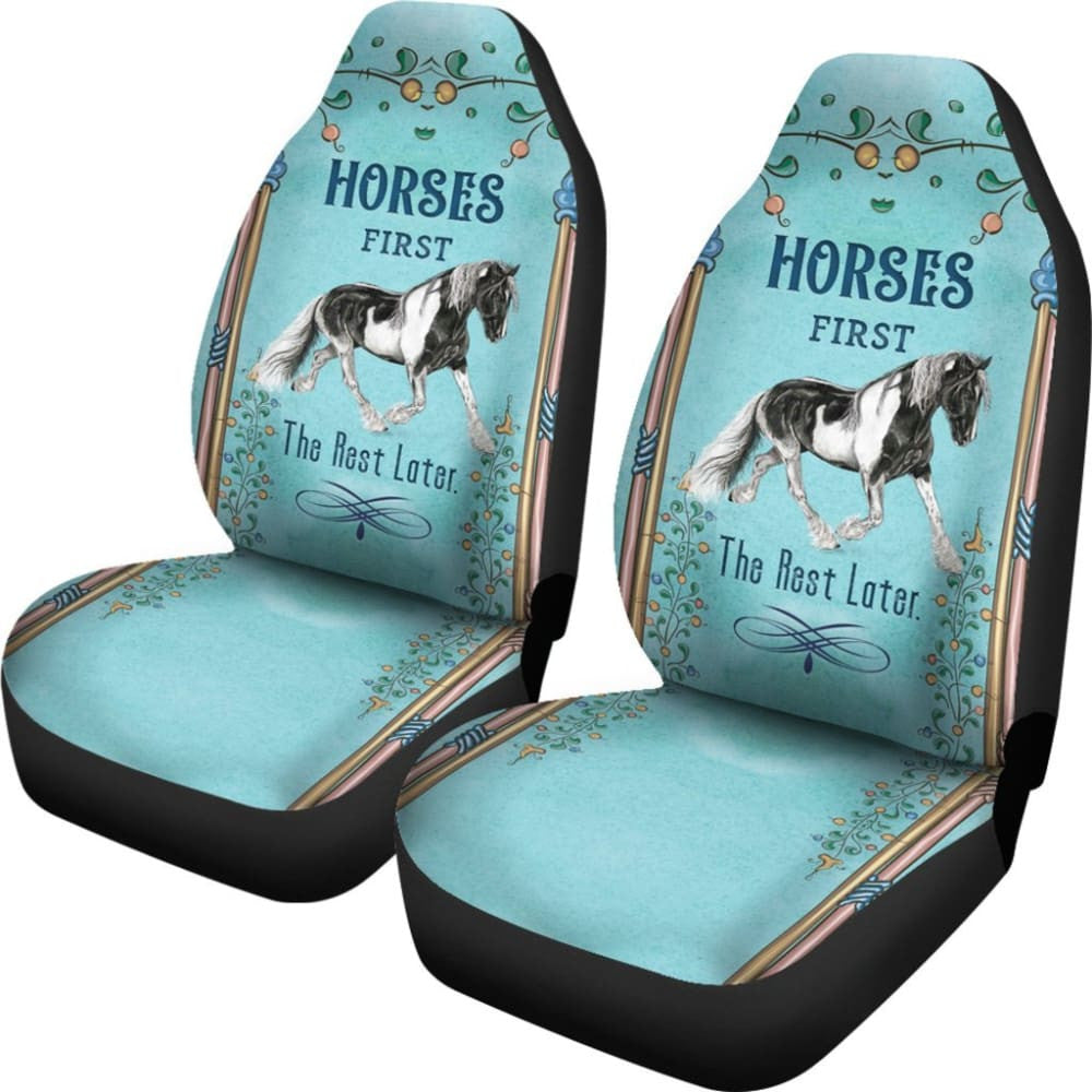 Horse Car Seat Covers Horses First The Rest Later Seat Covers Blue