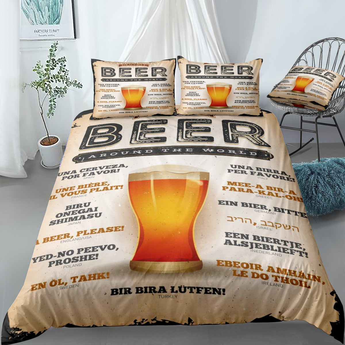 Beer Bedding Set Beer Around The World Duvet Covers White Unique Gift