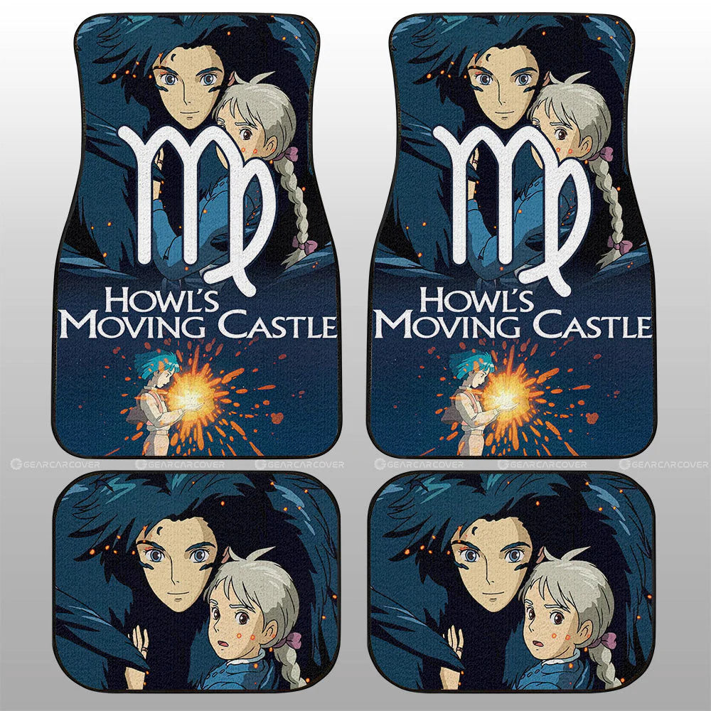 SGhibli Car Mats SGhibli Howl Moving Castle Scene Graphic Car Floor Mats Blue