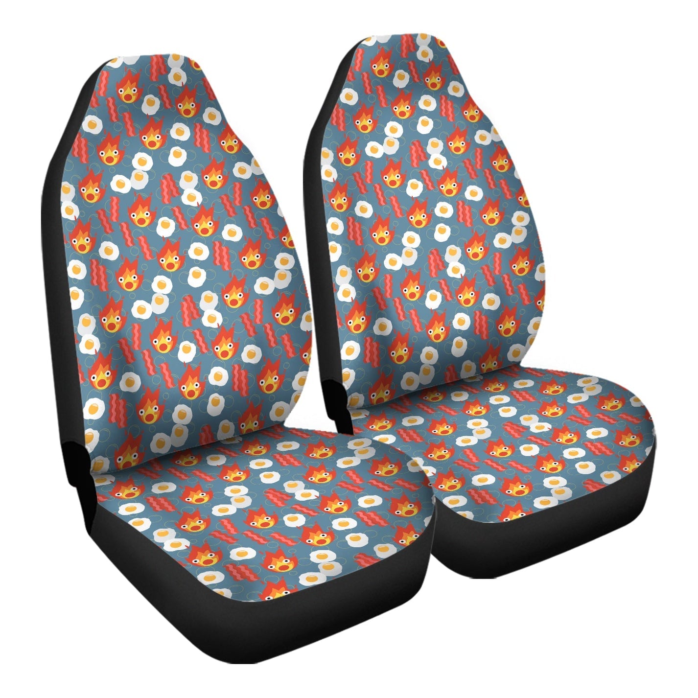 SGhibli Car Seat Covers Calcifer Bacon Egg Pattern Seat Covers Red White