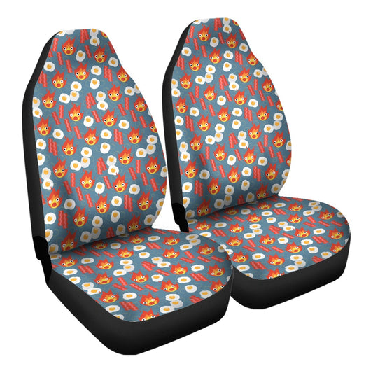 SGhibli Car Seat Covers Calcifer Bacon Egg Pattern Seat Covers Red White
