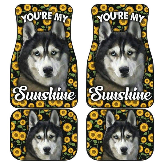 Dog Car Floor Mats Husky Dog You're My Sunshine Sunflower Car Mats
