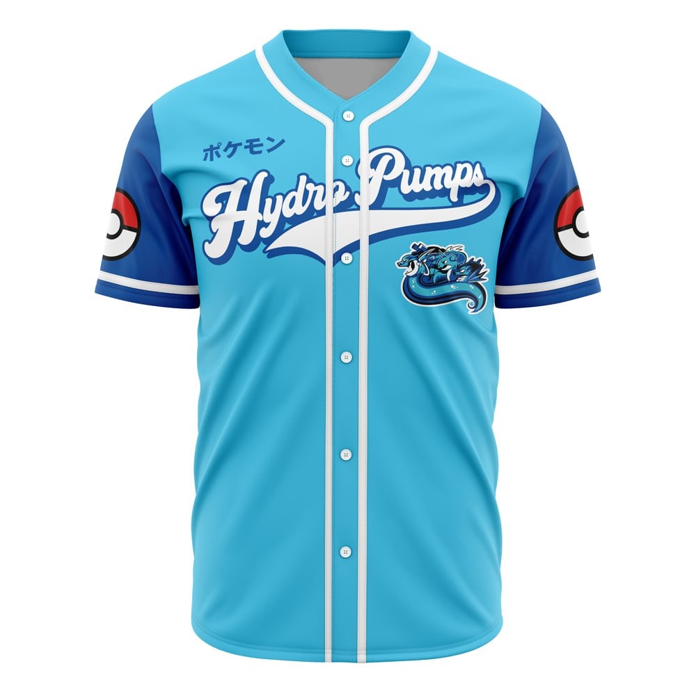 PKM Baseball Jersey Hydro Pumps Water Type Jersey Shirt Blue Unisex