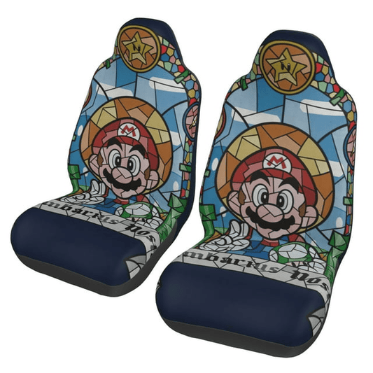 Mario Car Seat Covers Super Mario Stained Glass Style Seat Covers Colorful