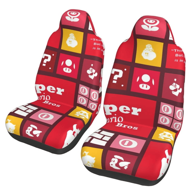 Mario Car Seat Covers Mario Mushroom Coins Pattern Seat Covers Red