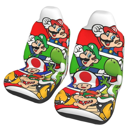 Mario Car Seat Covers Game Characters Graphic Pattern Seat Covers Colorful