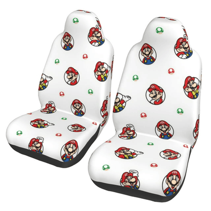 Mario Car Seat Covers Mario Emotions Mushroom Pattern Seat Covers White