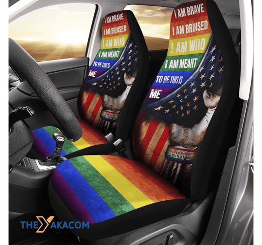 LGBT Car Seat Covers I Am Brave I Am Bruised Seat Covers Colorful