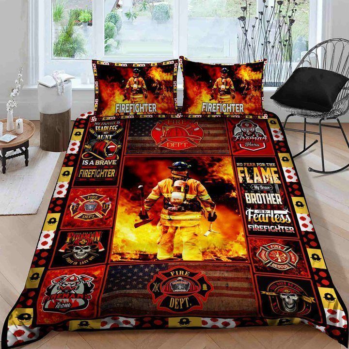 Firefighter Bedding Set I Am A Fearless Firefighter Duvet Covers Red Unique Gift