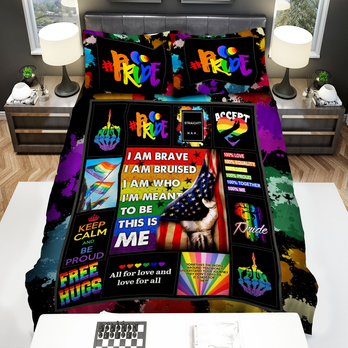 LGBT Bedding Set Keep Calm And Be Proud Duvet Covers Colorful Unique Gift