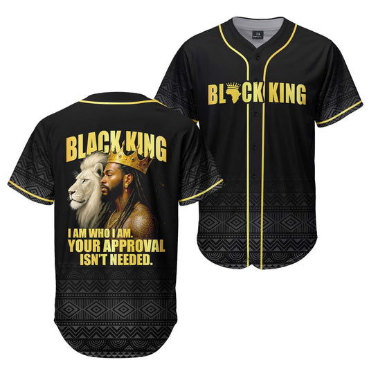 Black King I Am Who I Am - African American Baseball Jersey - Gift for Black Dad, Grandpa, Husband