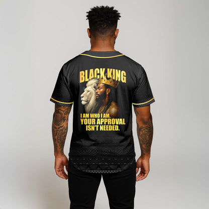 Black King I Am Who I Am - African American Baseball Jersey - Gift for Black Dad, Grandpa, Husband