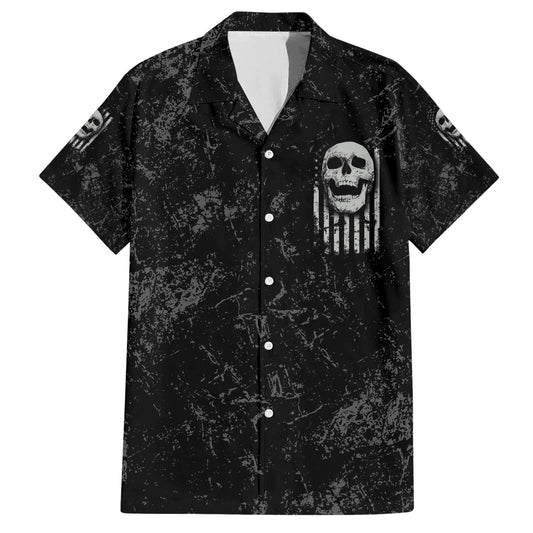 Skull Hawaii Shirt Skull IDK IDC IDGAF American Flag Hawaiian Shirt Black Gray Unisex