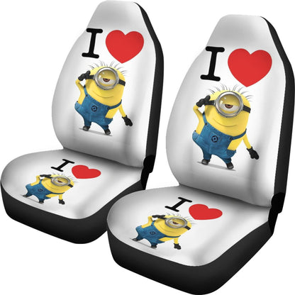 Minions Car Seat Covers I Heart Lance Minion Graphic Seat Covers White