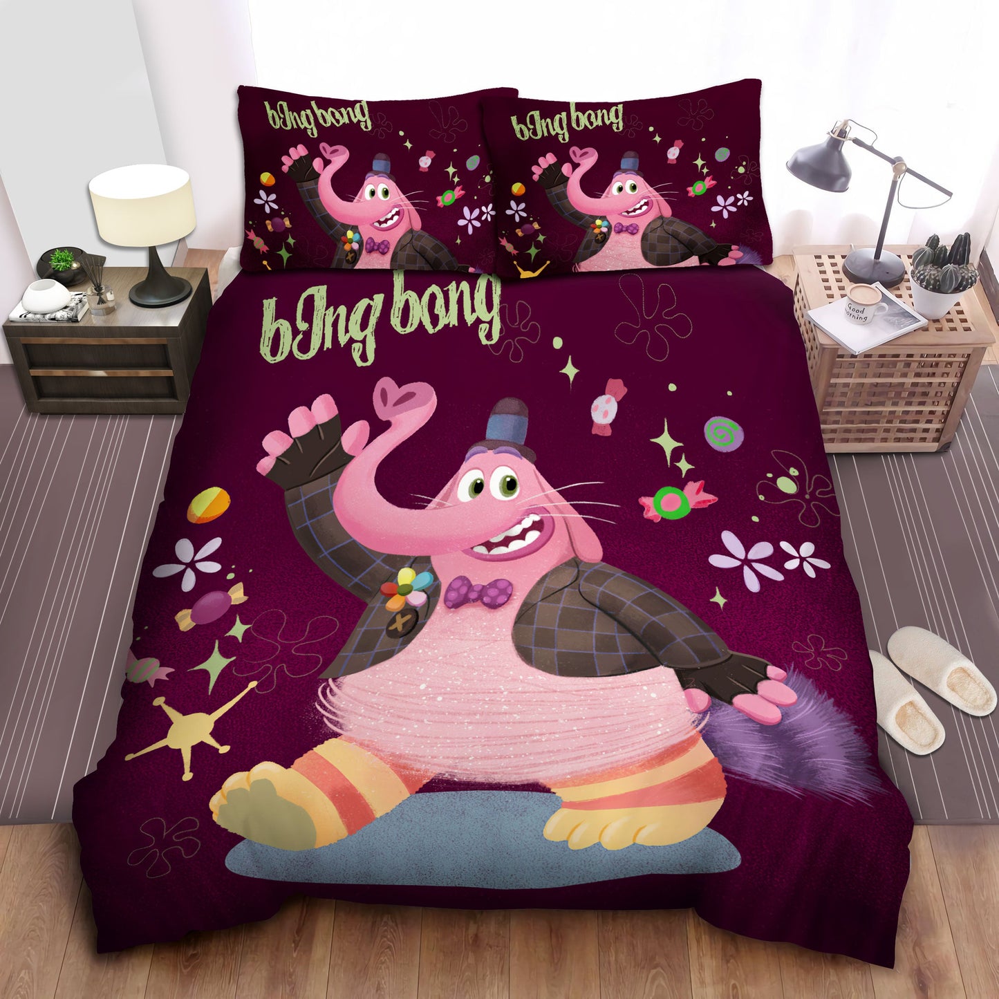 Inside Out Bedding Set DN Inside Out Bing Bong Character Duvet Covers Pink Unique Gift