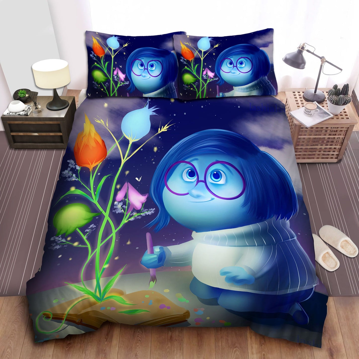 Inside Out Bedding Set DN Inside Out Sadness And Flower Duvet Covers Blue Unique Gift