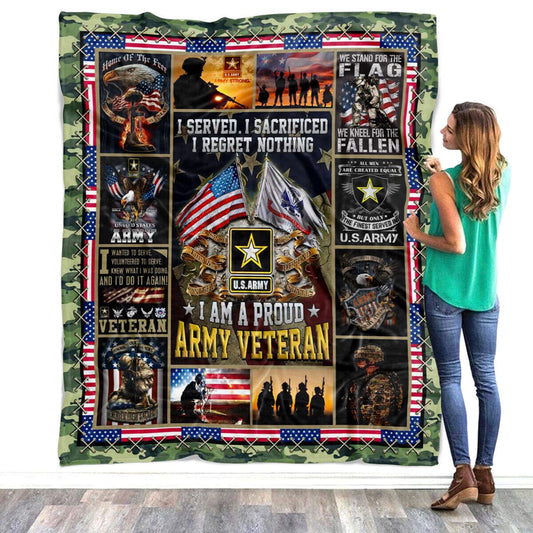 Veteran Blanket I Served I Sacrificed I Regret Nothing Blanket Colorful