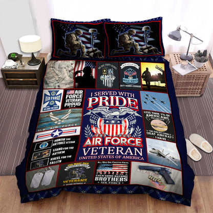 Veteran Bedding Set I Served With Pride Air Force Veteran Duvet Covers Black Unique Gift