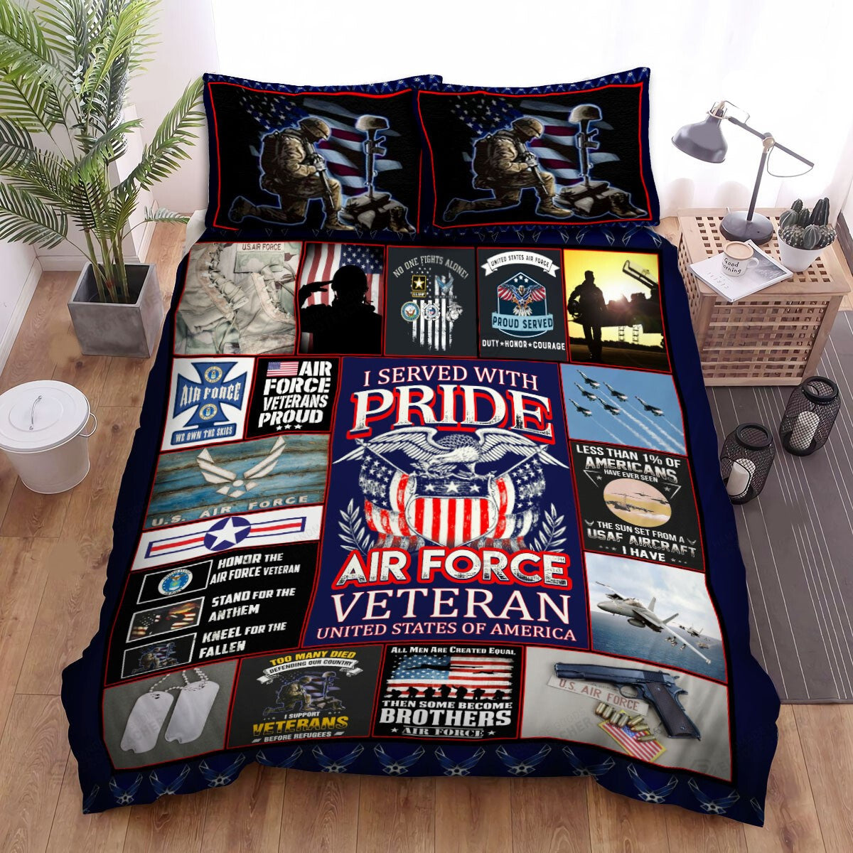 Veteran Bedding Set I Served With Pride Air Force Veteran Duvet Covers Black Unique Gift