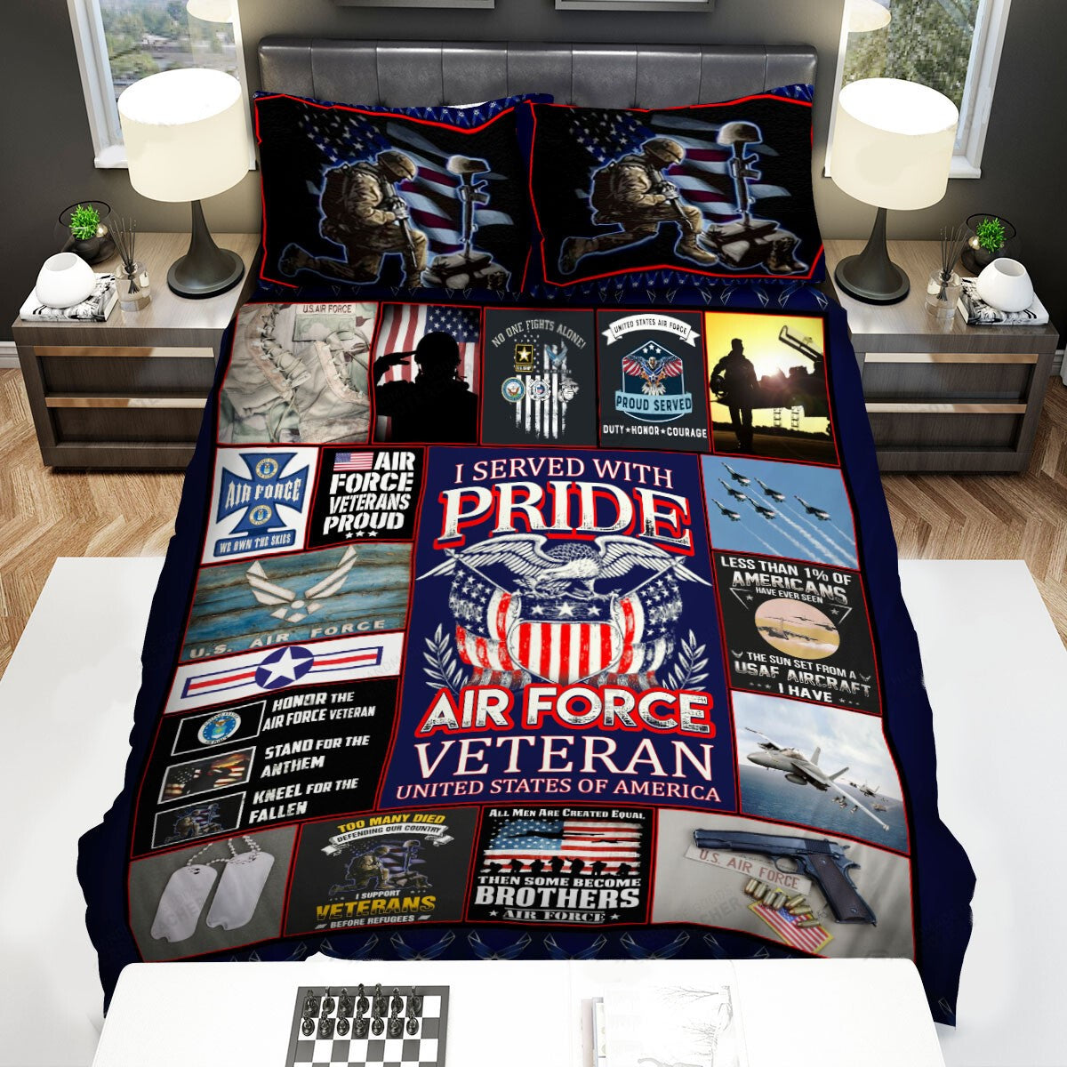 Veteran Bedding Set I Served With Pride Air Force Veteran Duvet Covers Black Unique Gift