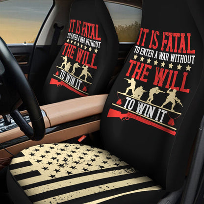 Veteran Car Seat Covers Enter A War Without The Will To Win It Seat Covers Black Red