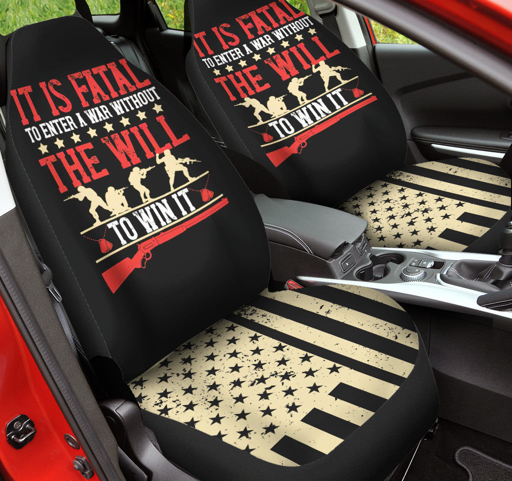 Veteran Car Seat Covers Enter A War Without The Will To Win It Seat Covers Black Red