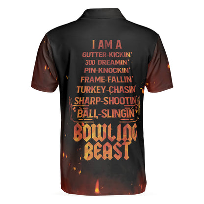 Bowling Polo Shirt I’m A Bowling Beast Boys Polo Shirts Black Orange