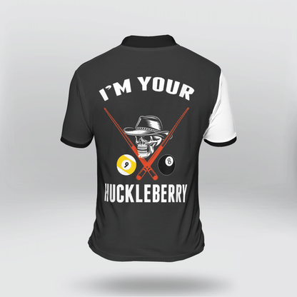 Billard Polo Shirt I'm Your Huckleberry Billiard Boys Polo Shirts Black White