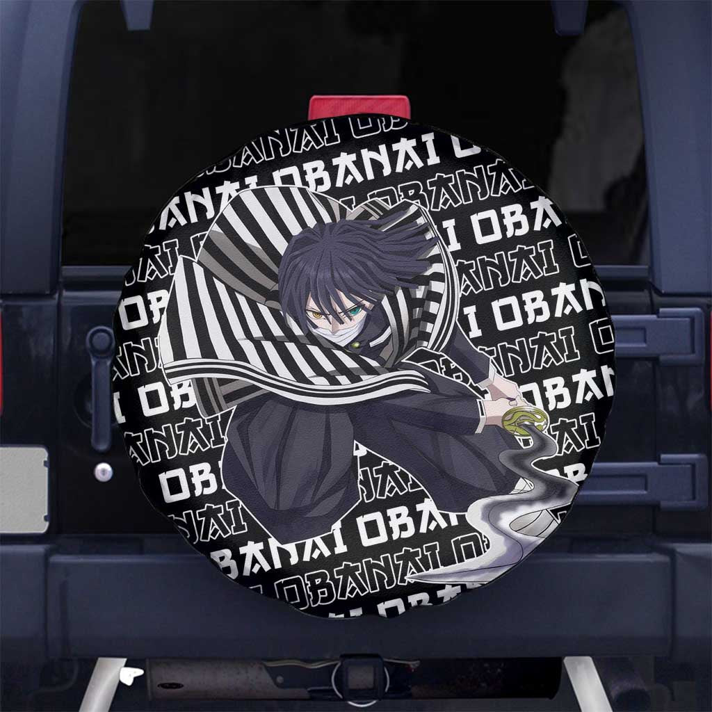 Demon Slayer Spare Tire Cover Demon Slayer Iguro Obanai Graphic Tire Covers Black White