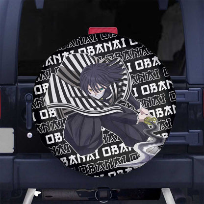 Demon Slayer Spare Tire Cover Demon Slayer Iguro Obanai Graphic Tire Covers Black White