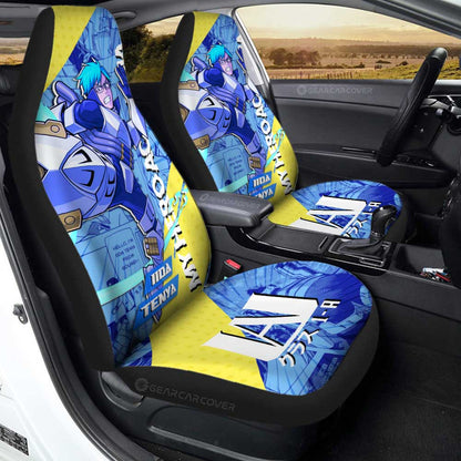 My Hero Academia Car Seat Covers Neon Light Iida Tenya Manga Pattern Seat Covers Blue Yellow