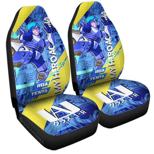 My Hero Academia Car Seat Covers Neon Light Iida Tenya Manga Pattern Seat Covers Blue Yellow