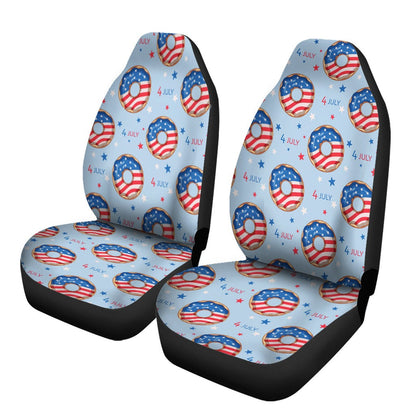 4th Of July Car Seat Covers 4th Of July Donut Pattern Seat Covers Blue Red