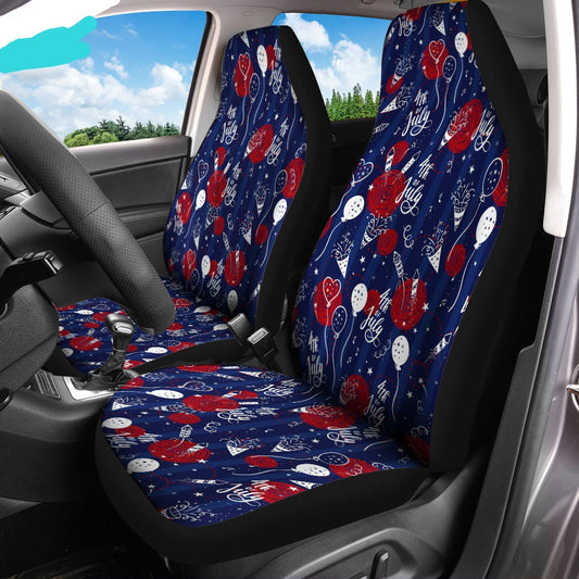 4th Of July Car Seat Covers Balloon Party 4th Of July Pattern Seat Covers Blue