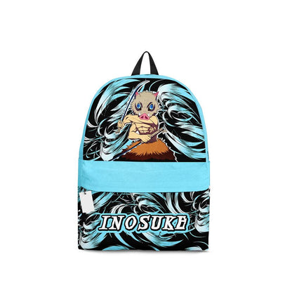 Demon Slayer Backpack Inosuke Hashibira In Action Graphic Backpacks Blue