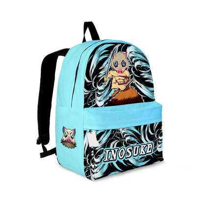 Demon Slayer Backpack Inosuke Hashibira In Action Graphic Backpacks Blue